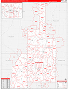 Champaign-Urbana Metro Area Wall Map Red Line Style